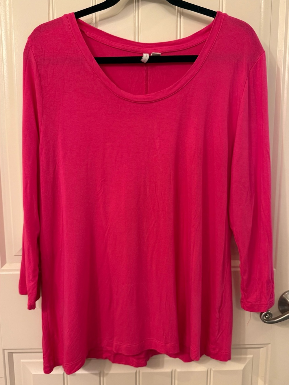 Cato Scoop Neck Long Sleeve Top - Hot Pink